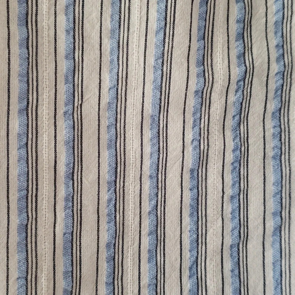 Loft Blouse Blue White Stripes Women  Long Sleeve Cottage Prairie Minimalist Lg - Picture 5 of 13